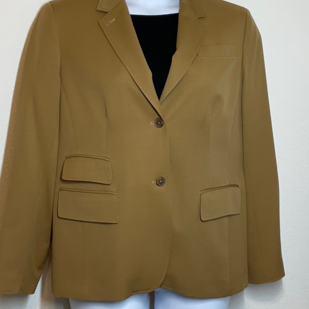 Lands’ End Wool Blazer Jacket Tan Size 16